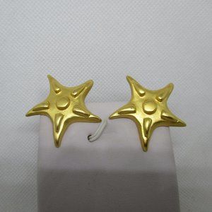 Starfish Matt Finish Gold Tone Clip On Earrings